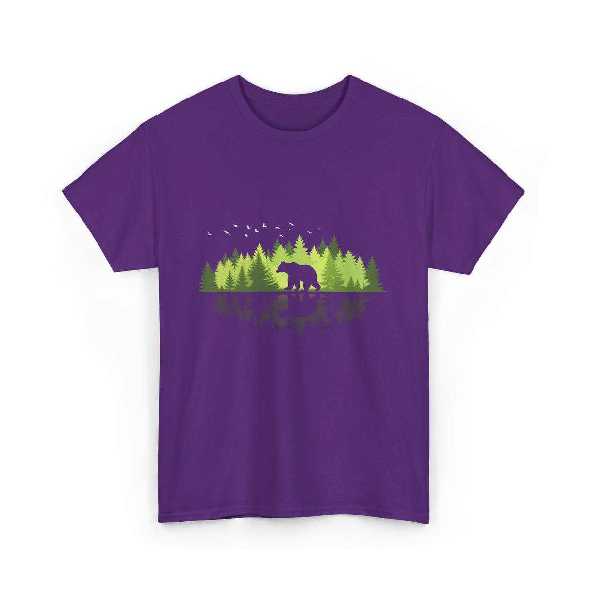 Bear Reflection Wildlife Nature T-Shirt - Purple