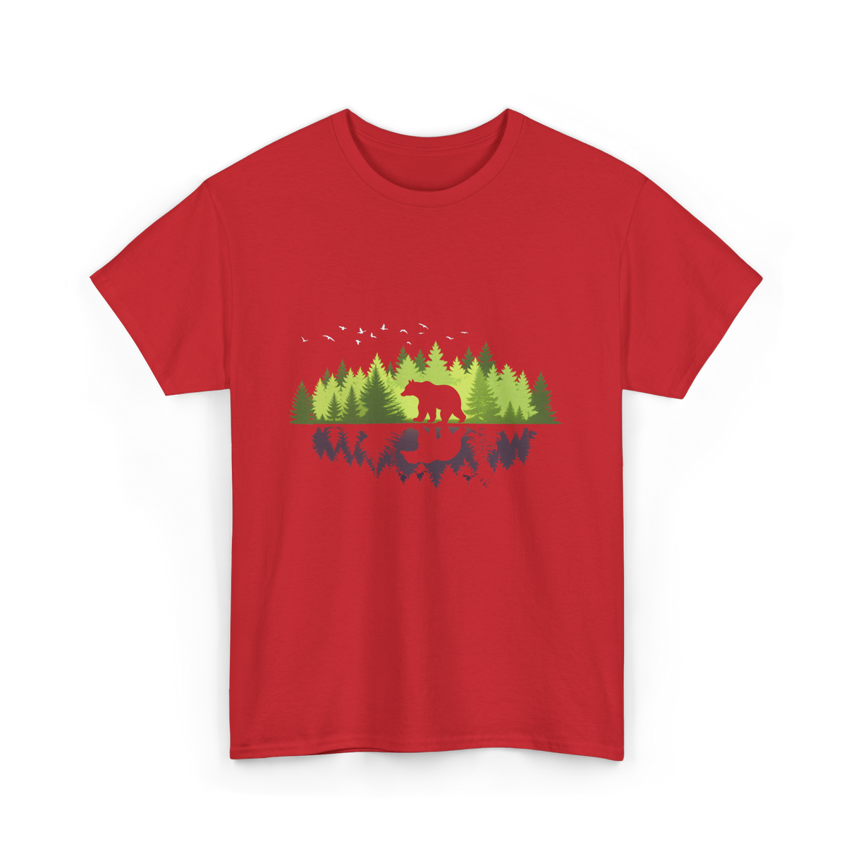 Bear Reflection Wildlife Nature T-Shirt - Red