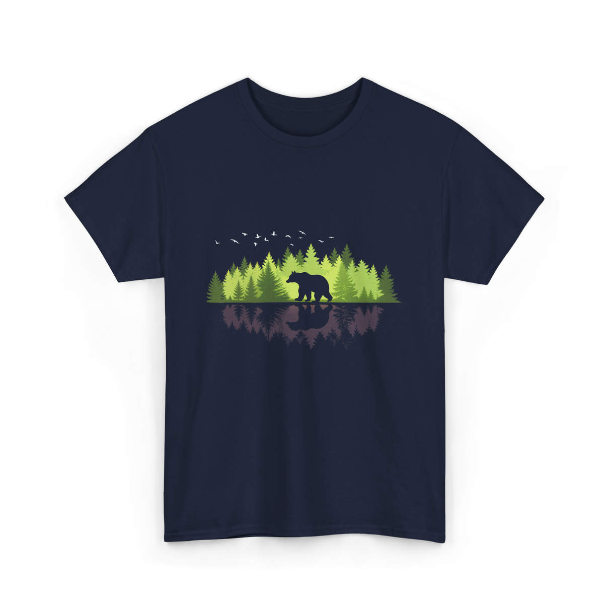 Bear Reflection Wildlife Nature T-Shirt - Navy