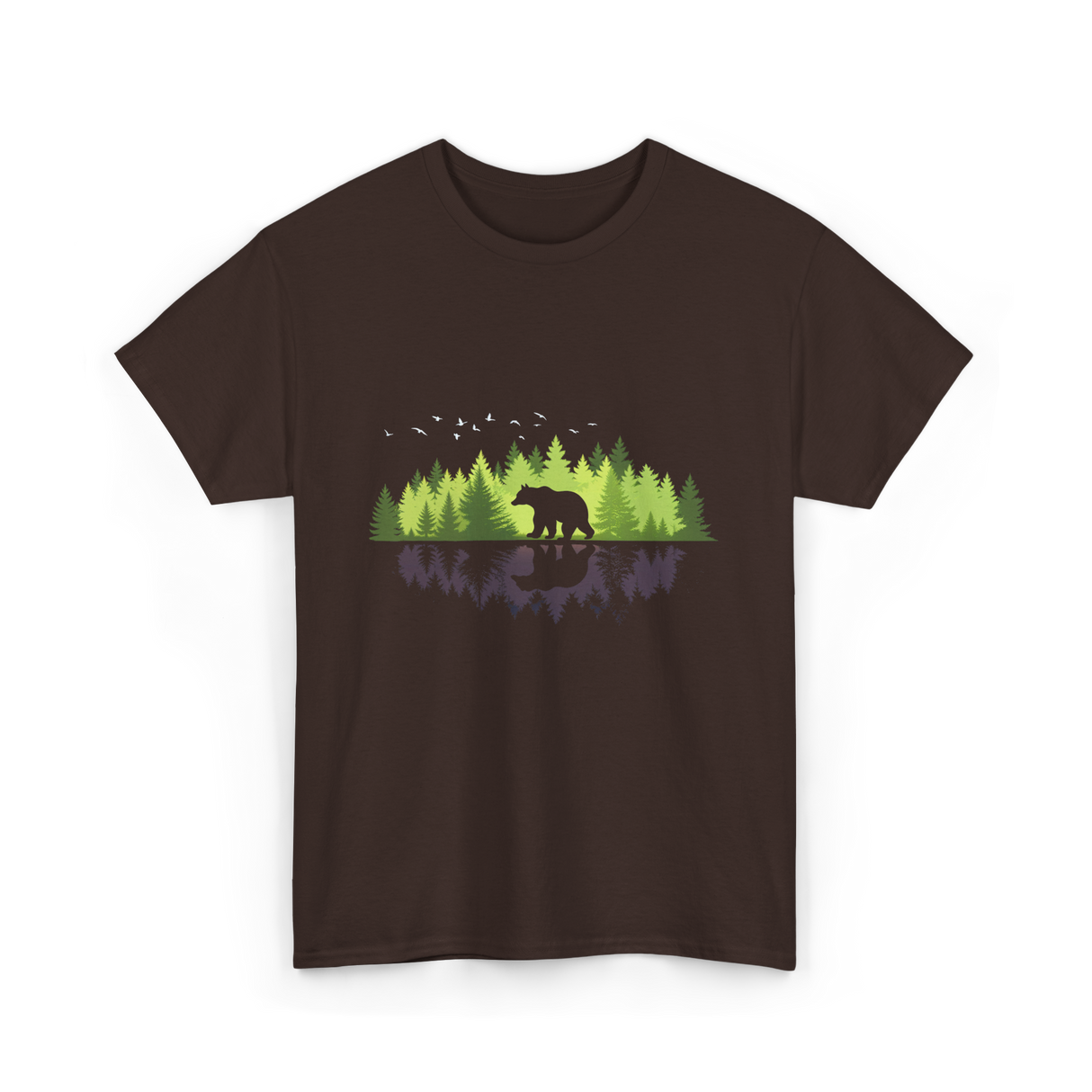 Bear Reflection Wildlife Nature T-Shirt - Dark Chocolate