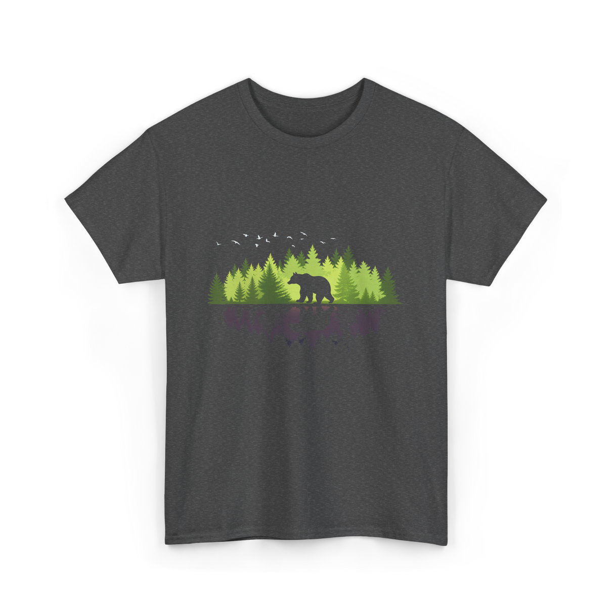 Bear Reflection Wildlife Nature T-Shirt - Dark Heather