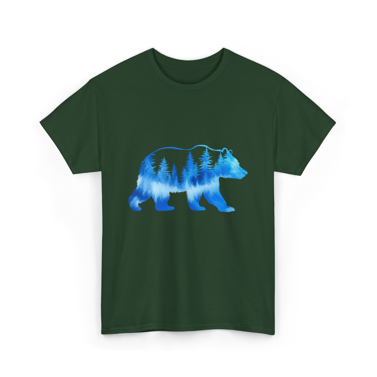 Bear with Trees Wildlife Nature T-Shirt - Forest Green