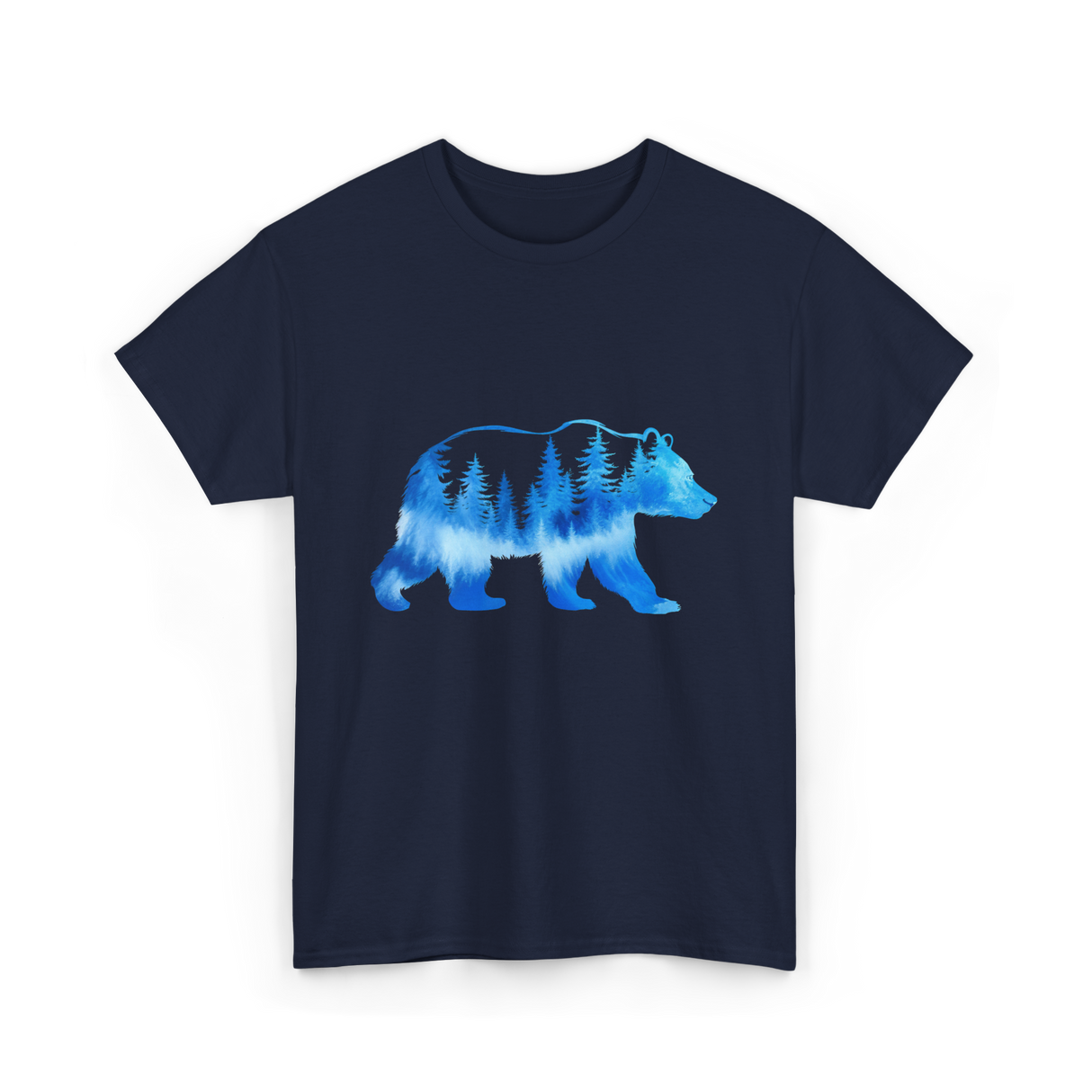 Bear with Trees Wildlife Nature T-Shirt - Navy