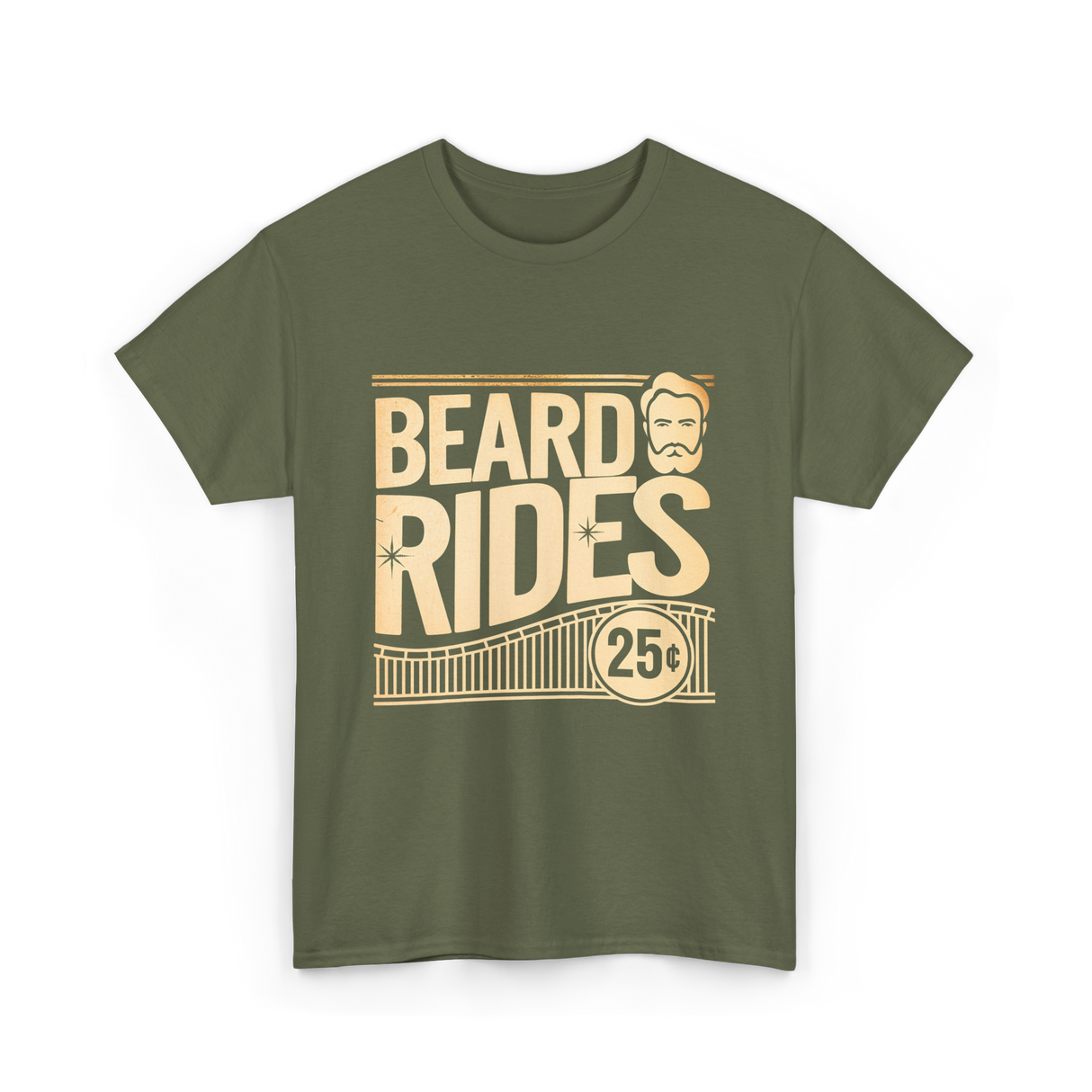 Beard Rides Beard T-Shirt - Military Green