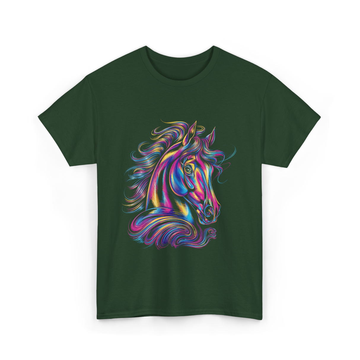 Beautiful Horse Graphic Horse T-Shirt - Forest Green