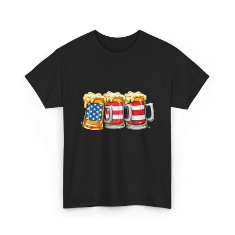 Beer American Flag Independence Drink T-Shirt - Black