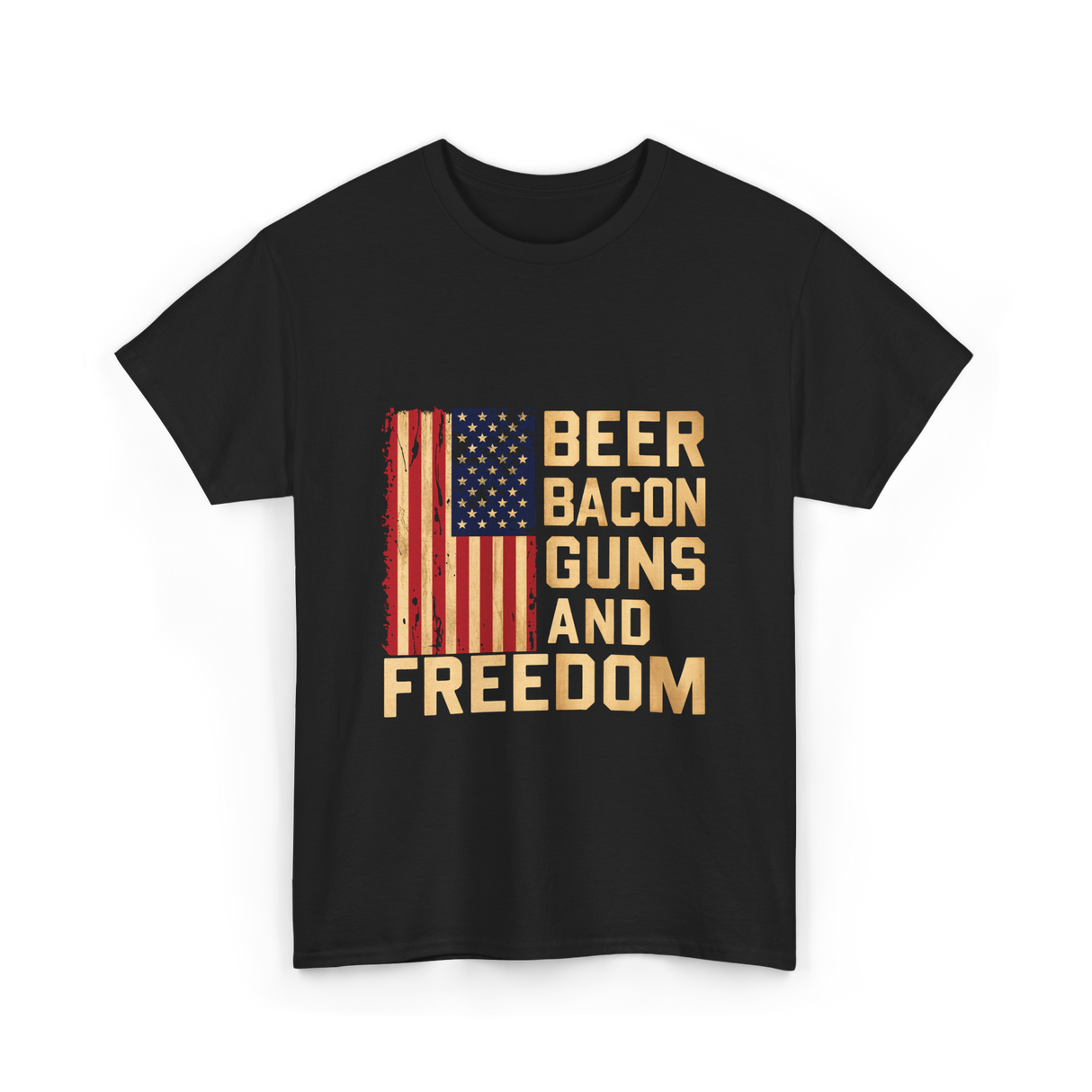 Beer Bacon Guns Freedom Patriotism T-Shirt - Black