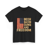 Beer Bacon Guns Freedom Patriotism T-Shirt - Black