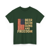 Beer Bacon Guns Freedom Patriotism T-Shirt - Forest Green