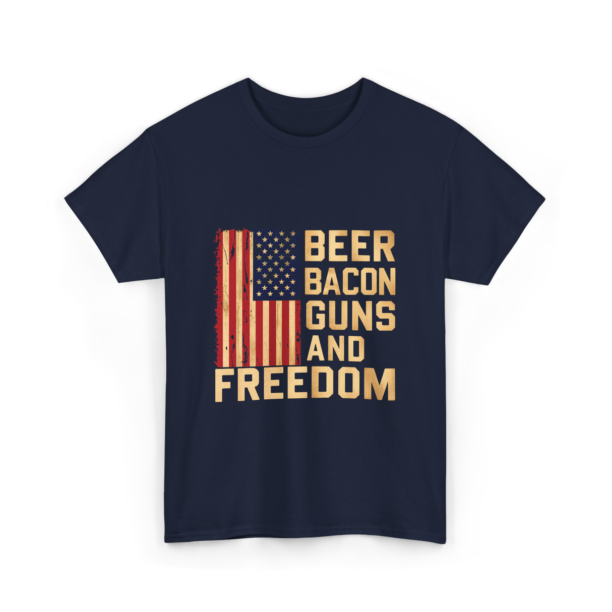 Beer Bacon Guns Freedom Patriotism T-Shirt - Navy