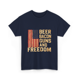 Beer Bacon Guns Freedom Patriotism T-Shirt - Navy