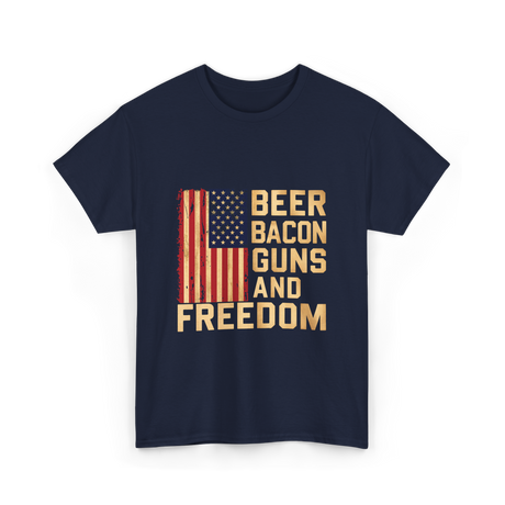 Beer Bacon Guns Freedom Patriotism T-Shirt - Navy