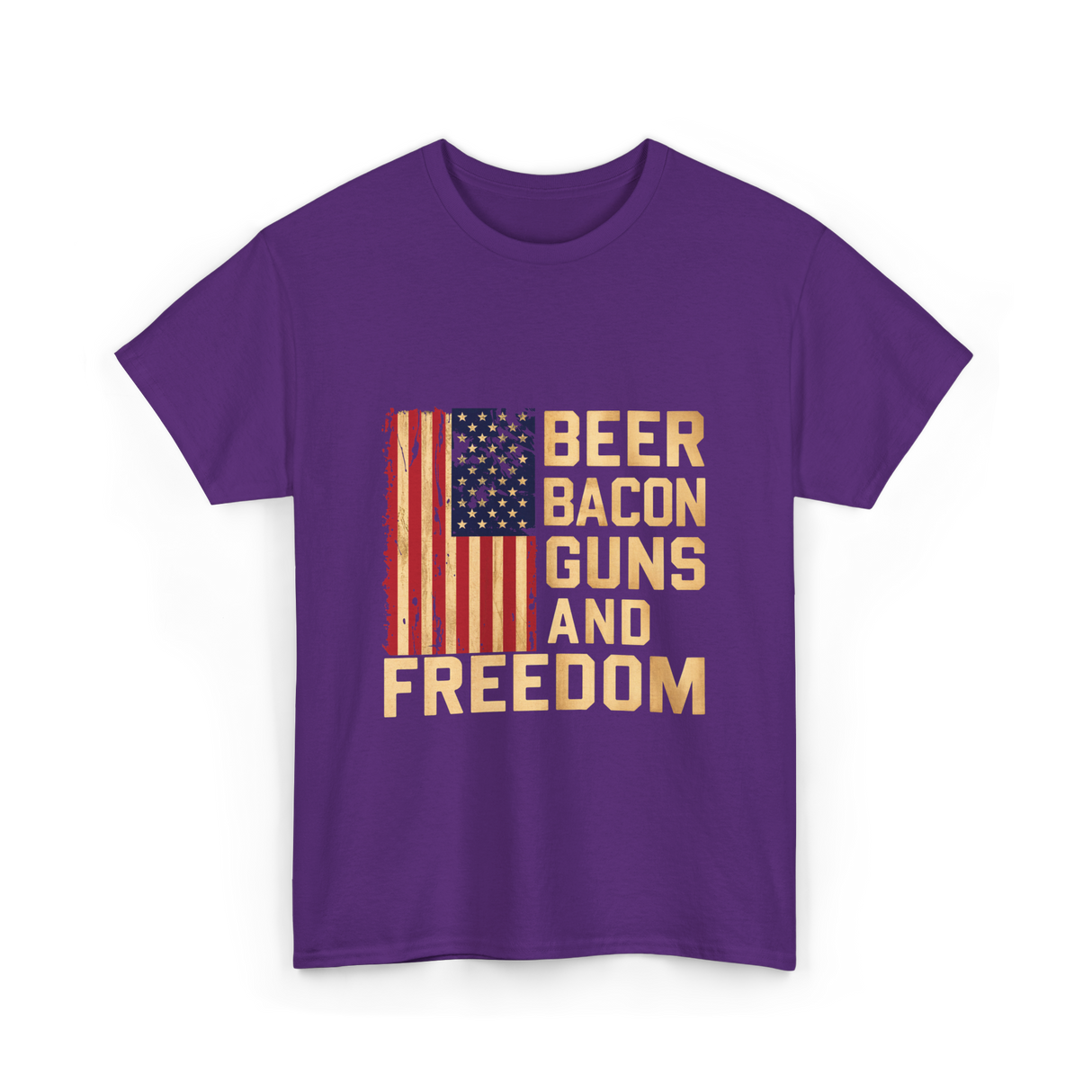 Beer Bacon Guns Freedom Patriotism T-Shirt - Purple