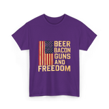 Beer Bacon Guns Freedom Patriotism T-Shirt - Purple