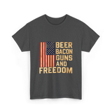 Beer Bacon Guns Freedom Patriotism T-Shirt - Dark Heather