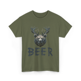 Beer Bear Animal T-Shirt - Military Green