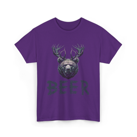 Beer Bear Animal T-Shirt - Purple