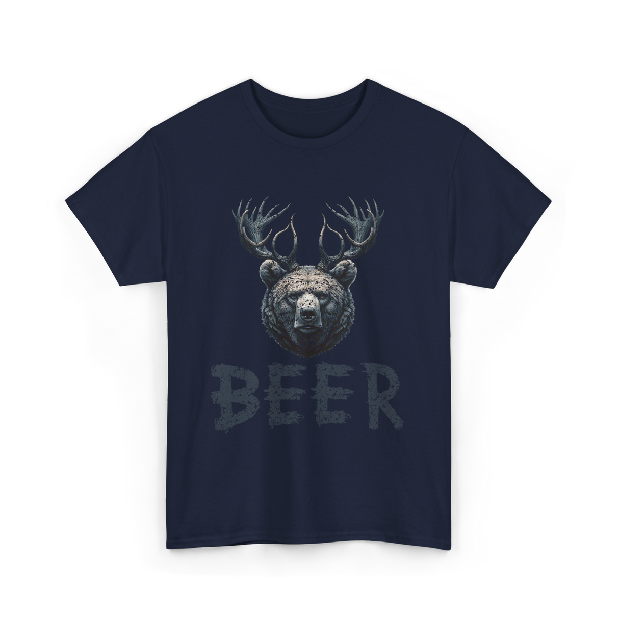 Beer Bear Animal T-Shirt - Navy