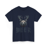 Beer Bear Animal T-Shirt - Navy