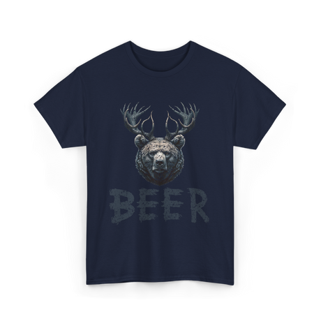 Beer Bear Animal T-Shirt - Navy