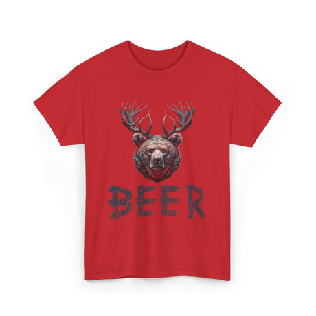 Beer Bear Animal T-Shirt - Red