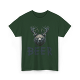 Beer Bear Animal T-Shirt - Forest Green