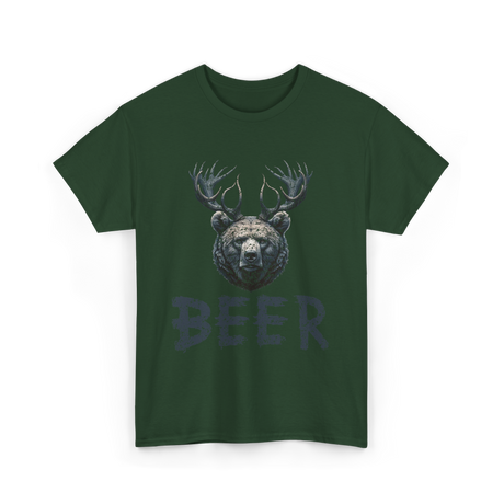 Beer Bear Animal T-Shirt - Forest Green