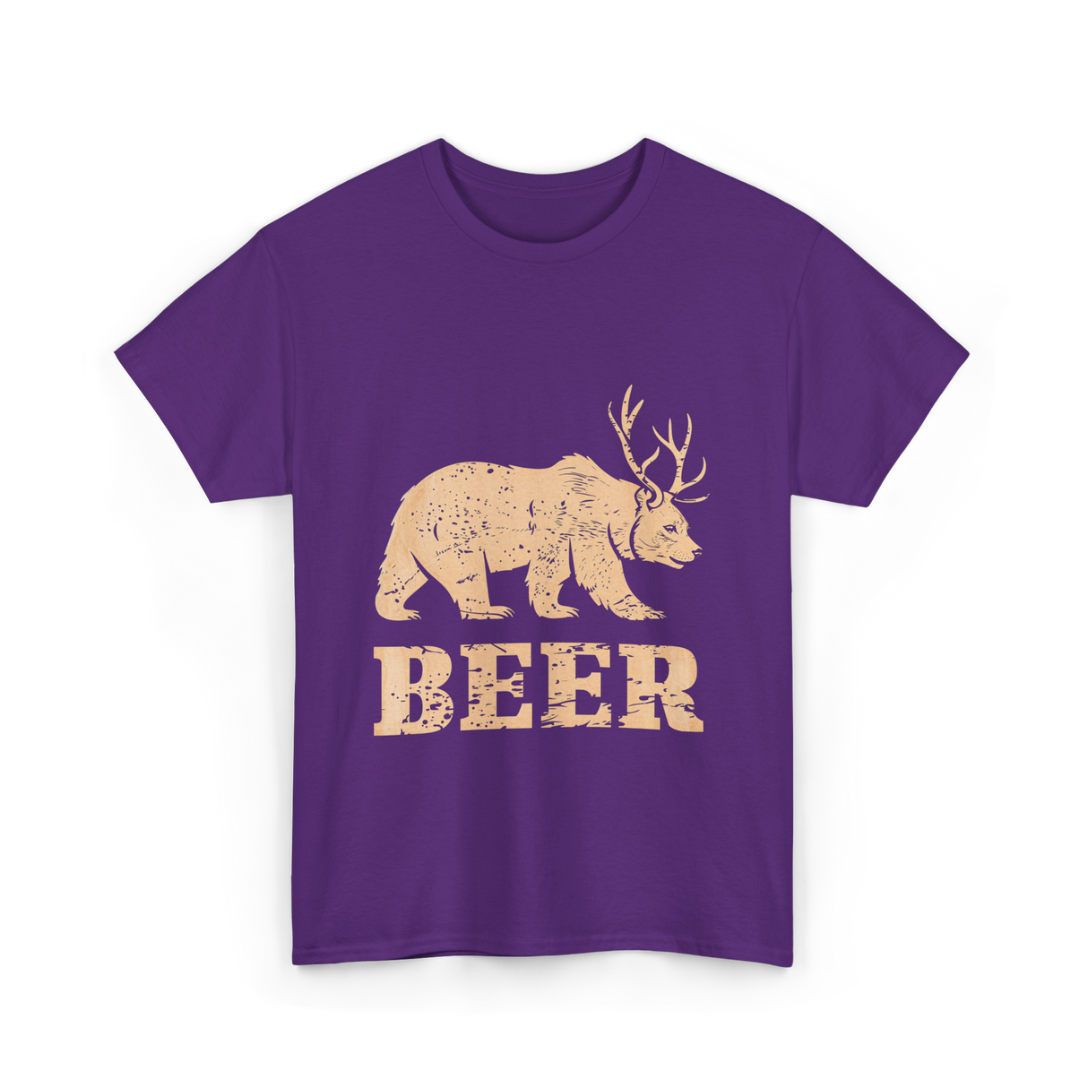 Beer Bear Antlers Wildlife T-Shirt - Purple