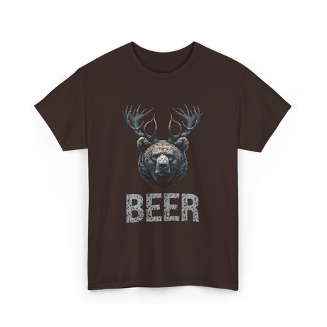 Beer Bear Grizzly Animal T-Shirt - Dark Chocolate