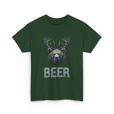 Beer Bear Grizzly Animal T-Shirt - Forest Green