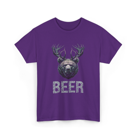 Beer Bear Grizzly Animal T-Shirt - Purple