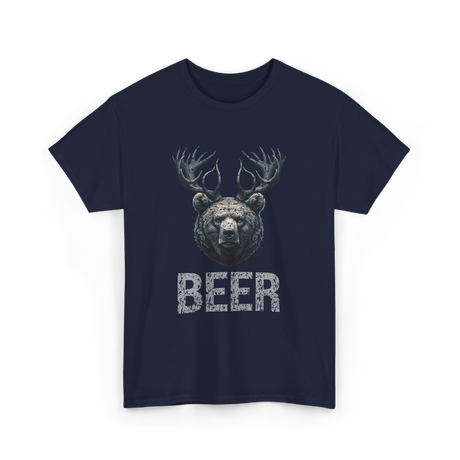 Beer Bear Grizzly Animal T-Shirt - Navy