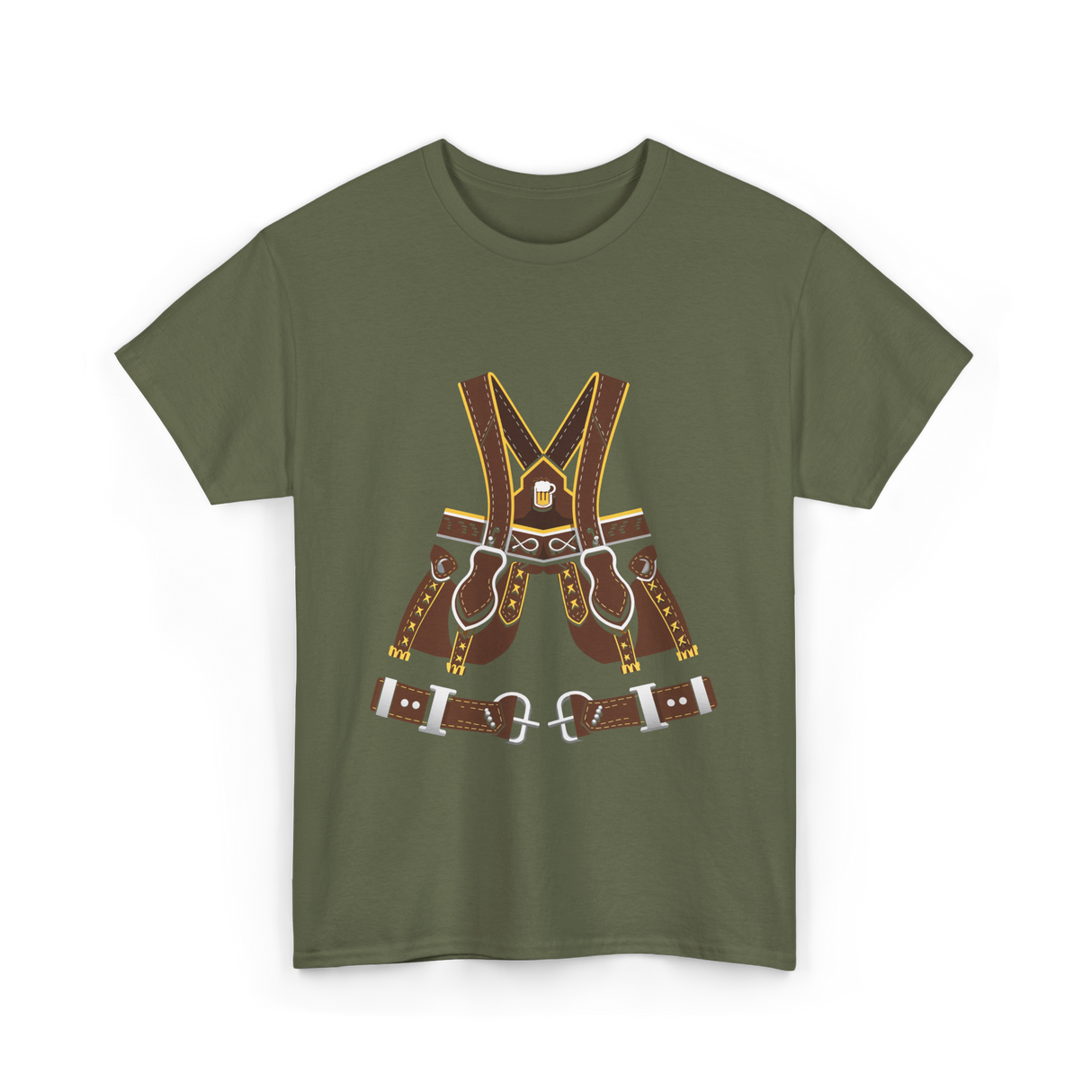 Beer Harness Oktoberfest Harness T-Shirt - Military Green