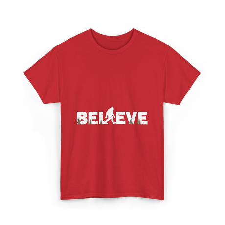Believe Bigfoot Sasquatch T-Shirt - Red
