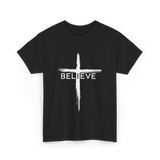 Believe Christian Cross Faith T-Shirt - Black