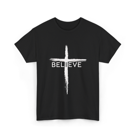 Believe Christian Cross Faith T-Shirt - Black