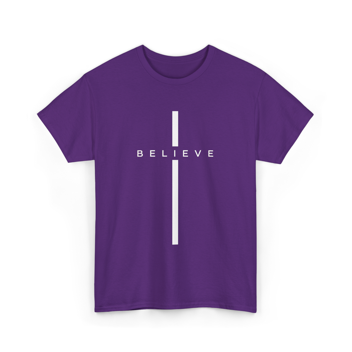 Believe Cross Faith Religion T-Shirt - Purple