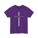 Believe Cross Faith Religion T-Shirt - Purple