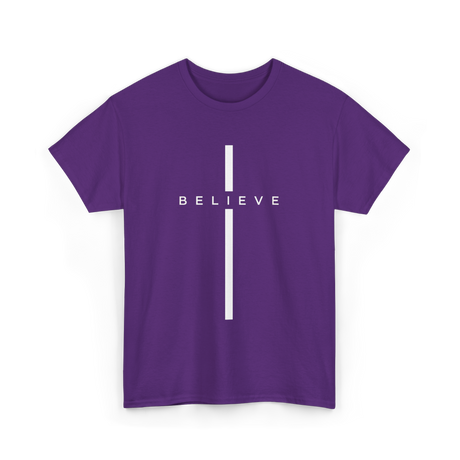 Believe Cross Faith Religion T-Shirt - Purple