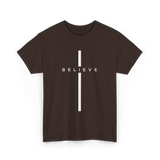 Believe Cross Faith Religion T-Shirt - Dark Chocolate