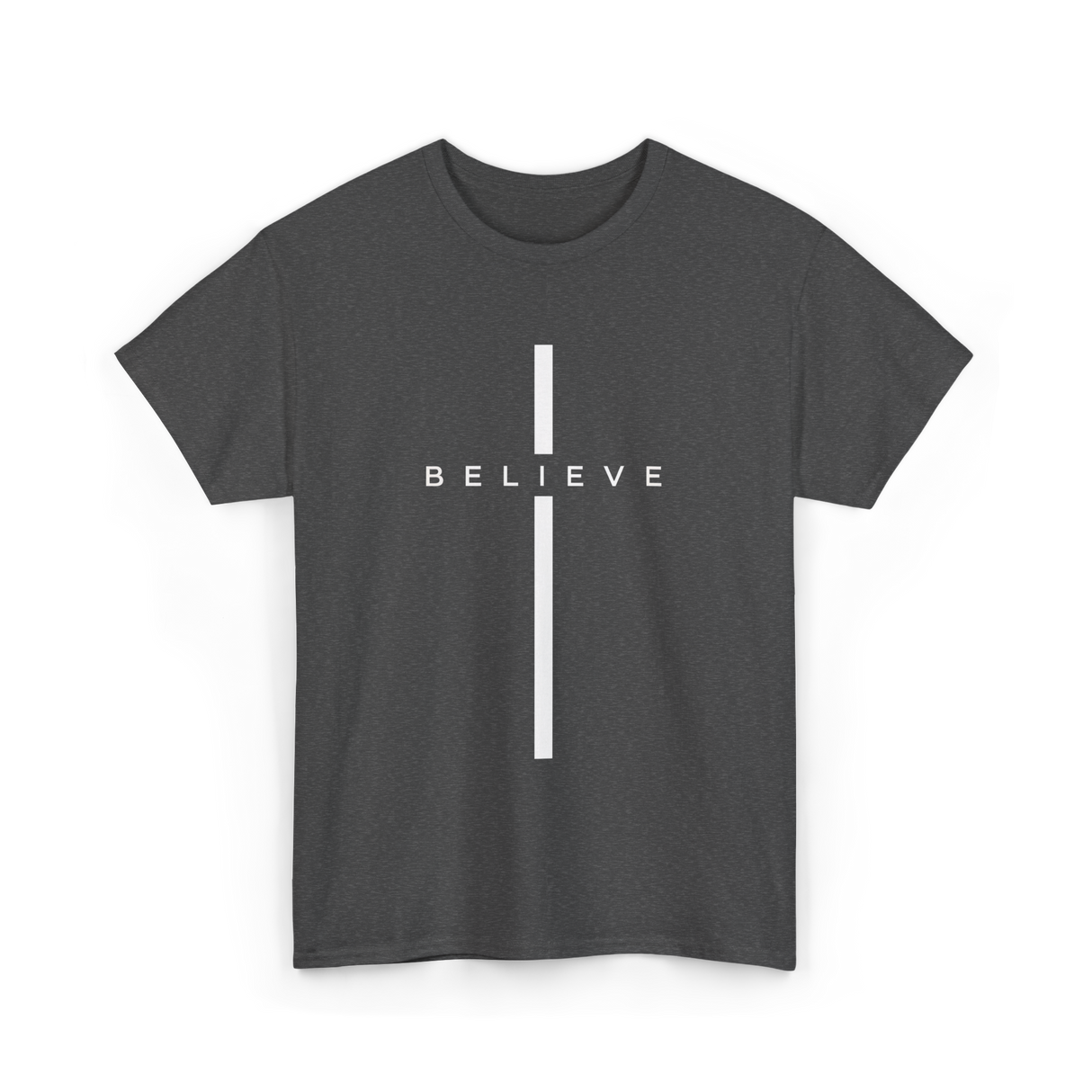 Believe Cross Faith Religion T-Shirt - Dark Heather