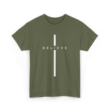 Believe Cross Faith Religion T-Shirt - Military Green