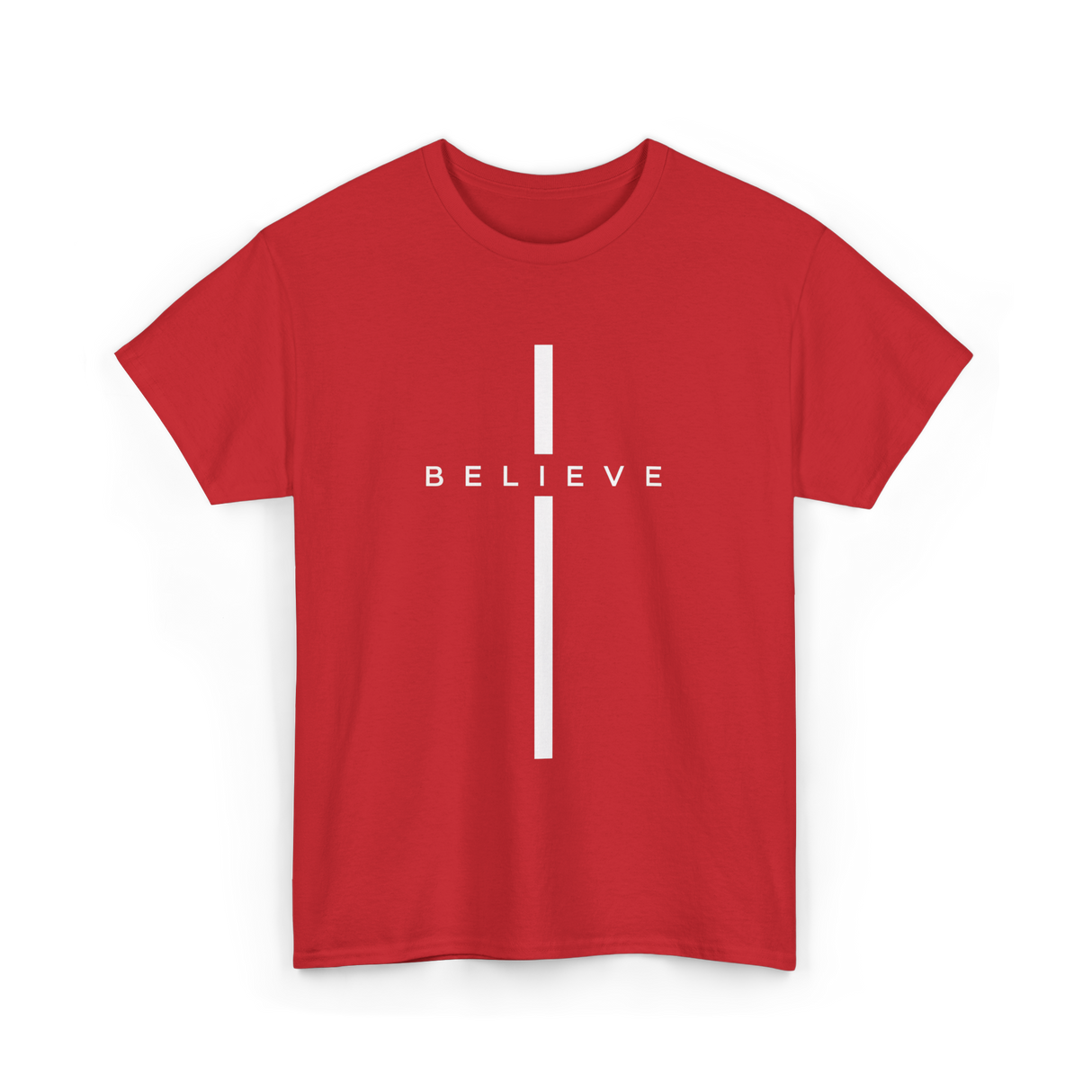 Believe Cross Faith Religion T-Shirt - Red