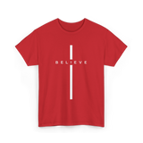 Believe Cross Faith Religion T-Shirt - Red