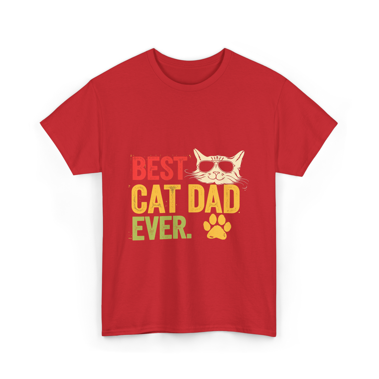 Best Cat Dad Ever Cat Dad T-Shirt - Red