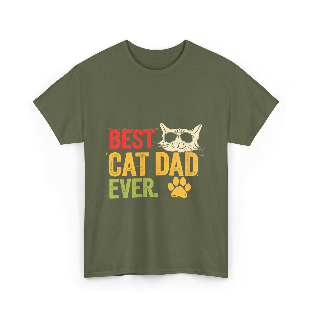 Best Cat Dad Ever Cat Dad T-Shirt - Military Green