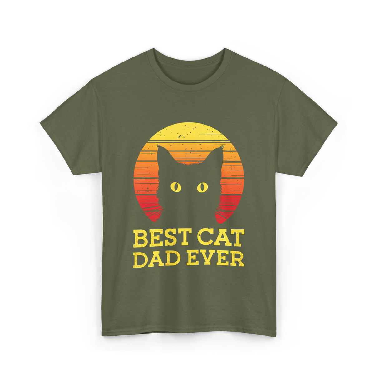 Best Cat Dad Ever Cat Dad T-Shirt - Military Green