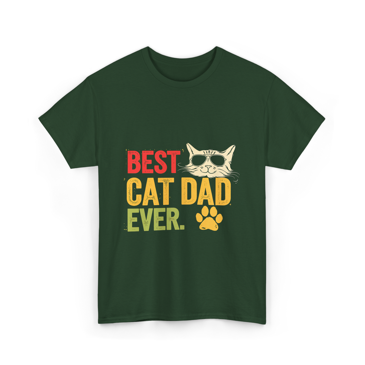 Best Cat Dad Ever Cat Dad T-Shirt - Forest Green