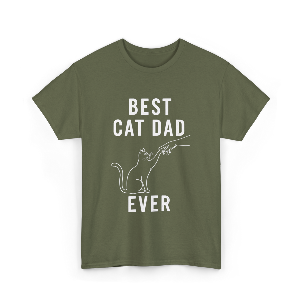 Best Cat Dad Ever Cat Dad T-Shirt - Military Green