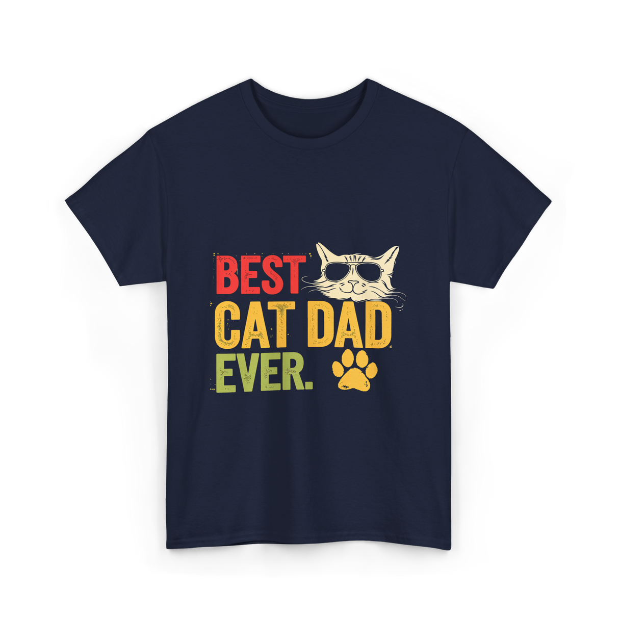 Best Cat Dad Ever Cat Dad T-Shirt - Navy